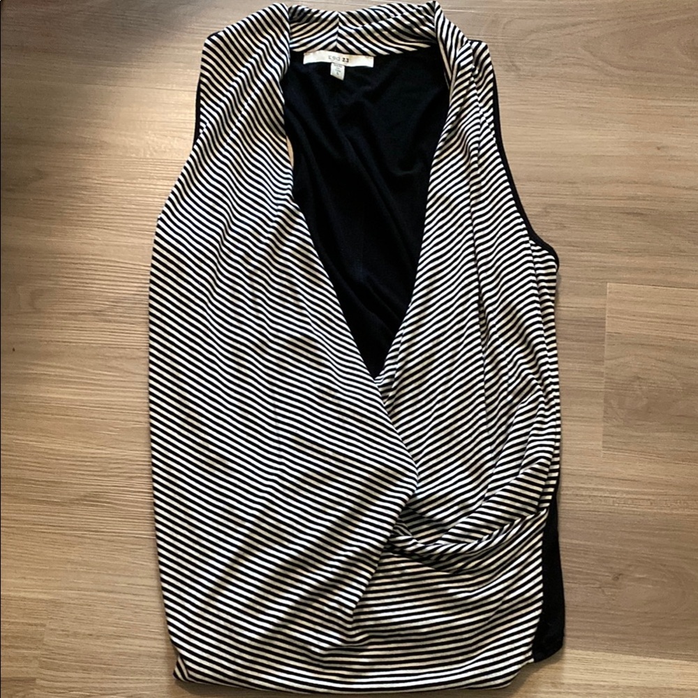 Black and White Striped Sleeveless Top